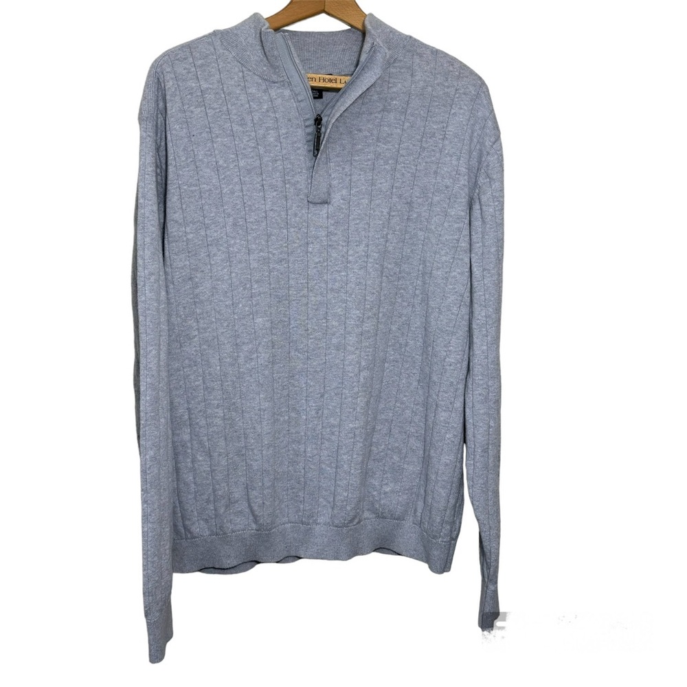 KingSize Men's Big & Tall Quarter Zip Mock Neck Lightweight Sweater in grey. XL